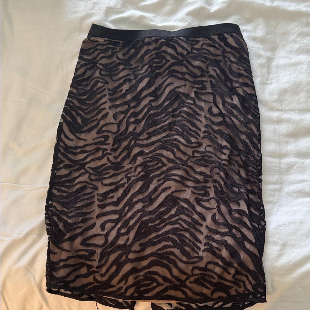 BCBG black and nude overlay zebra skirt